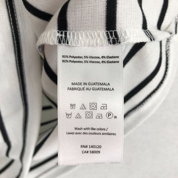 Stella & Dot Women's Size X-Small Maya White Black Striped Short Sleeve T-Shirt - Picture 7 of 8